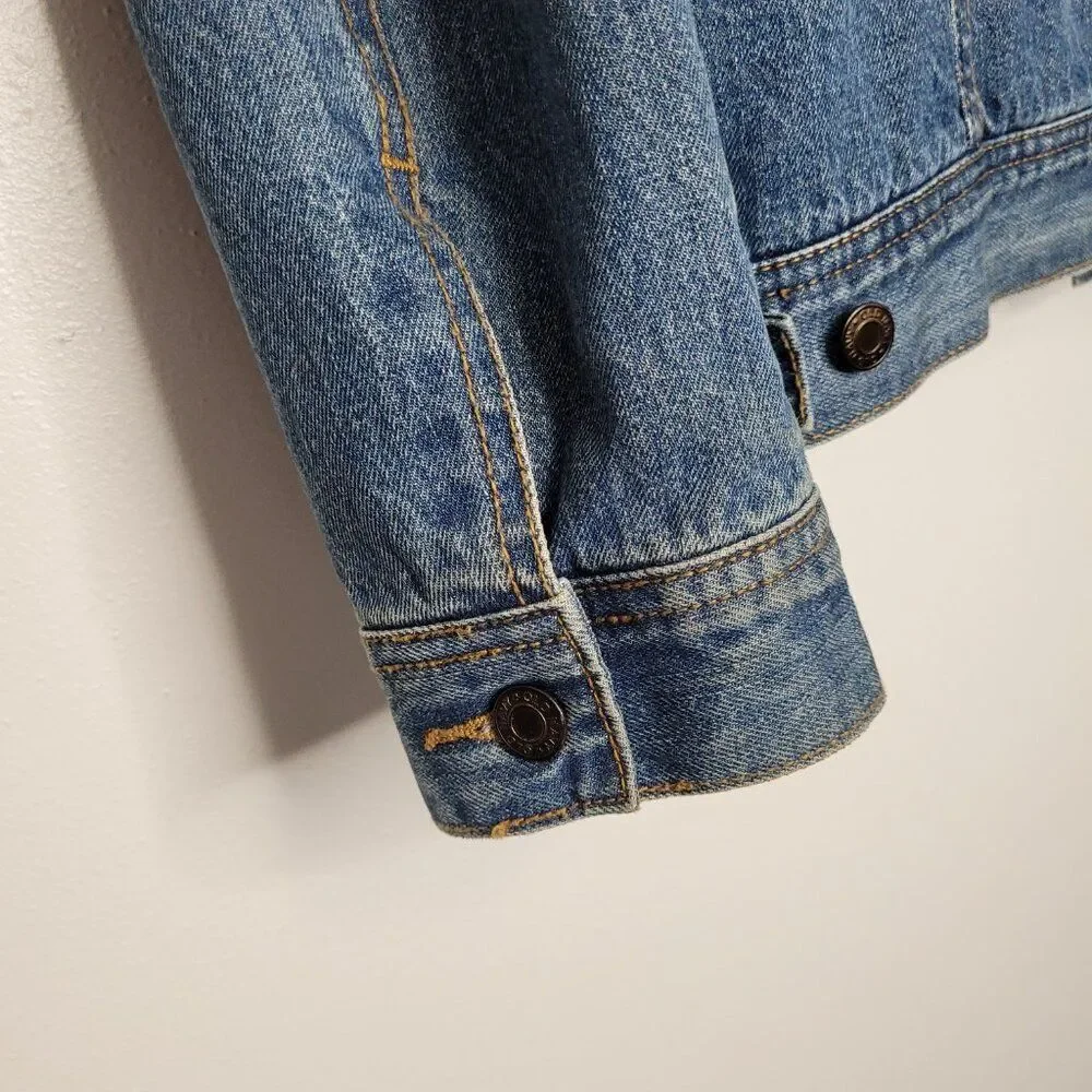 Old Navy men's sherpa lined denim button front trucker jacket size small